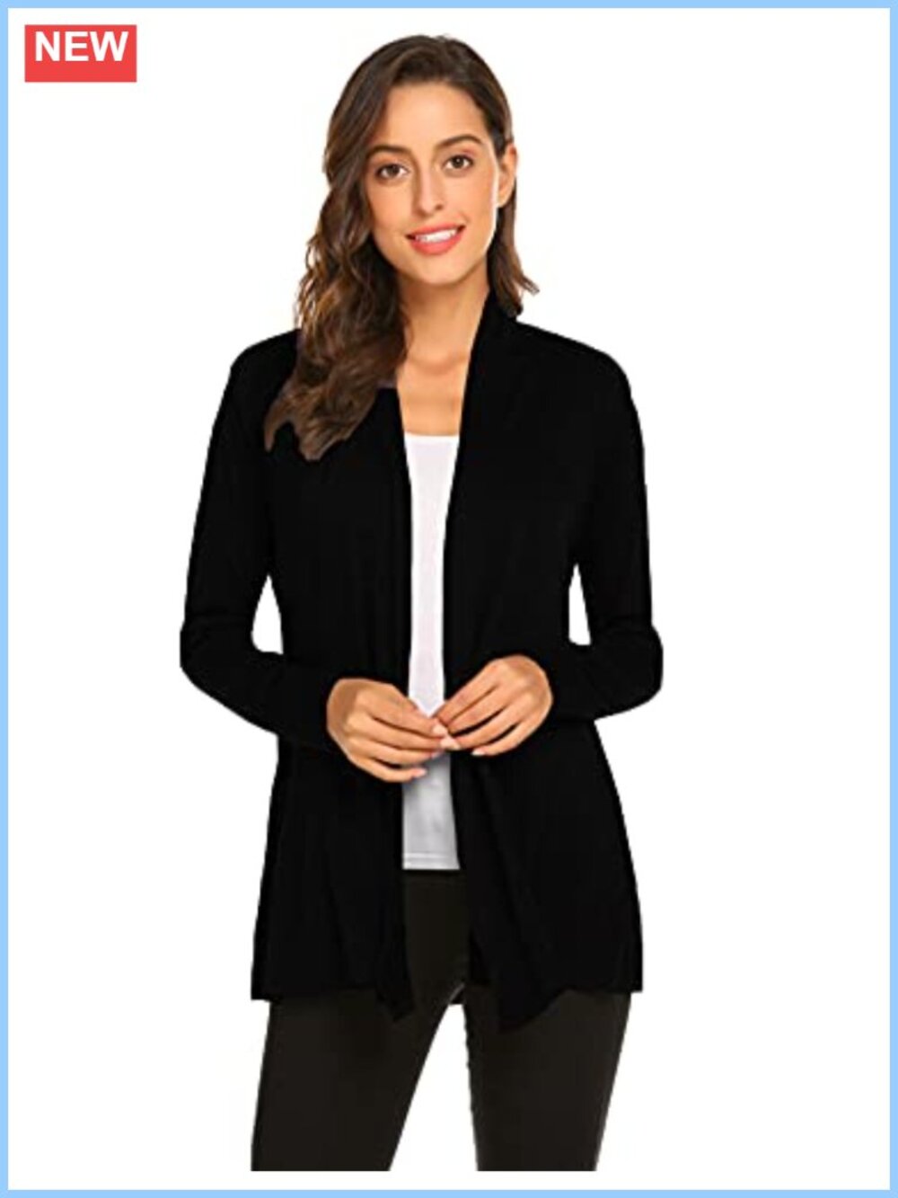 Womens Lightweight Long Sleeve V-Neck Open Front Cardigan Sweater